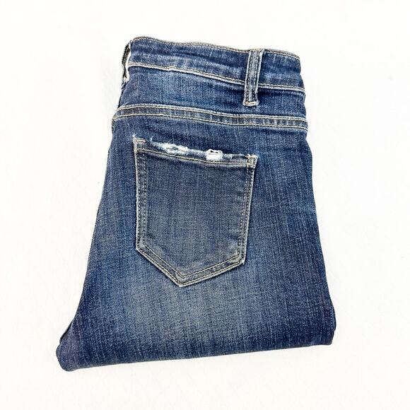 Nuee Dark Wash Indigo Wash Distressed Raw Hem Denim Jeans Size 27 - Picture 1 of 9